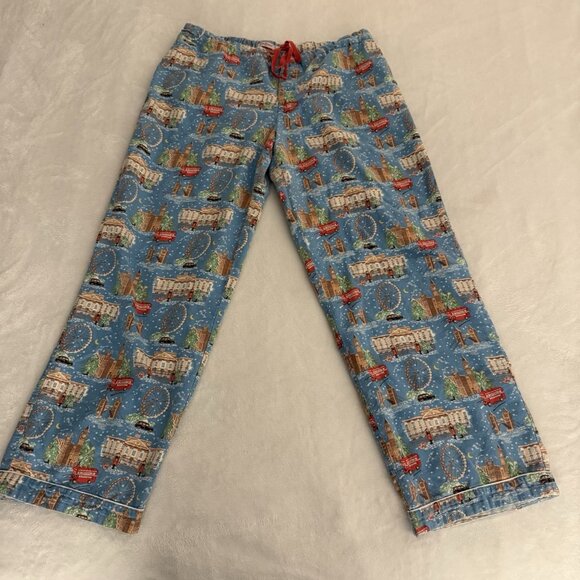Cath Kidston Cotton Pajama Bottoms Pants Size L London Bridge Buckingham Trolley - Picture 1 of 10